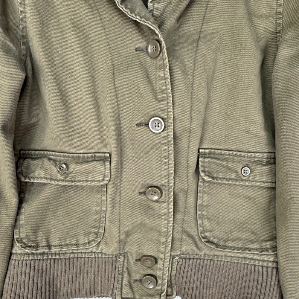 Levis Jacket Womens S Green Cropped Utility Bomber Y2K Military Cotton Coat - Picture 2 of 8